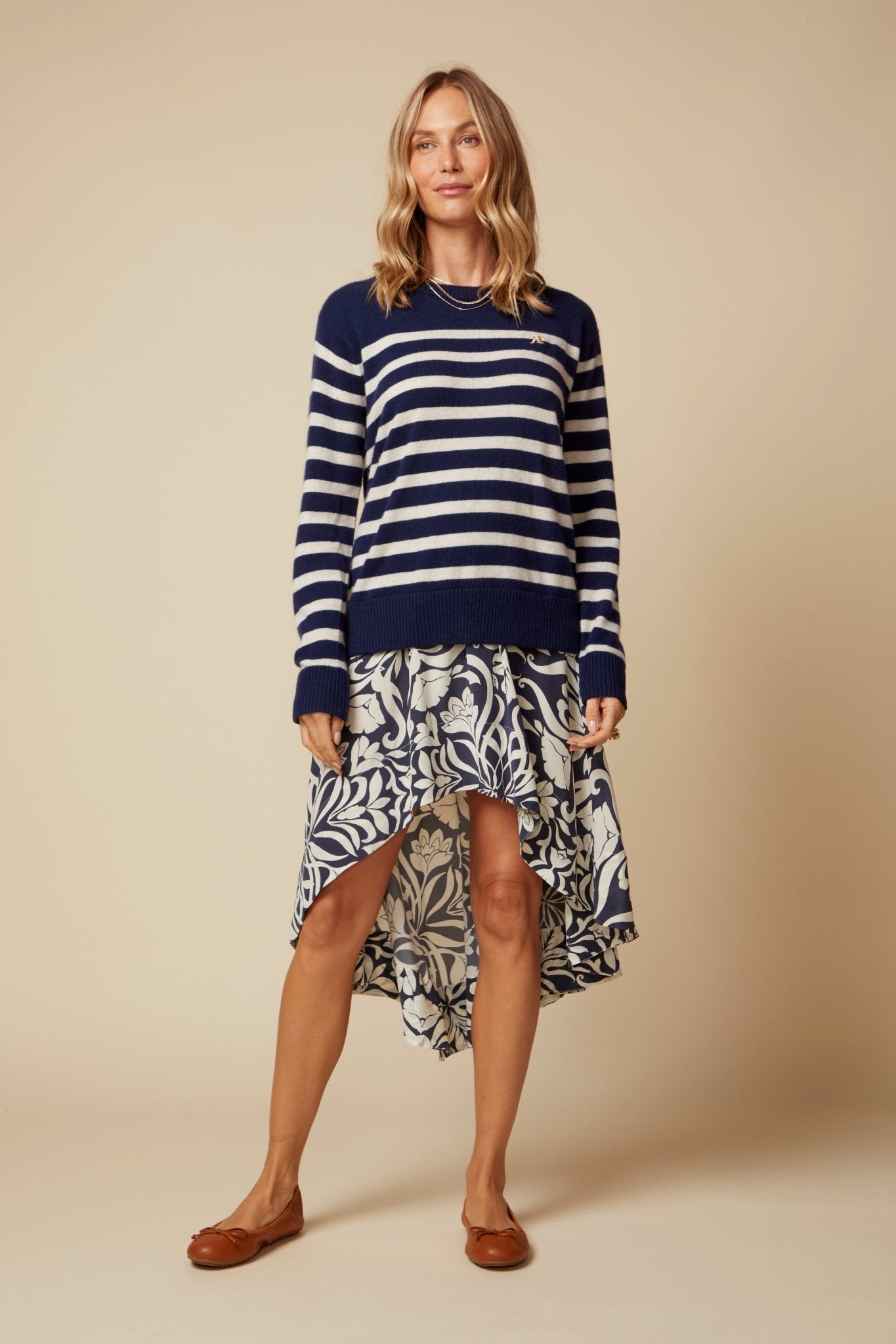 THE PENELOPE MIDI SKIRT IN MONTE CARLO PRINT - ROYAL PALMS love & legacy