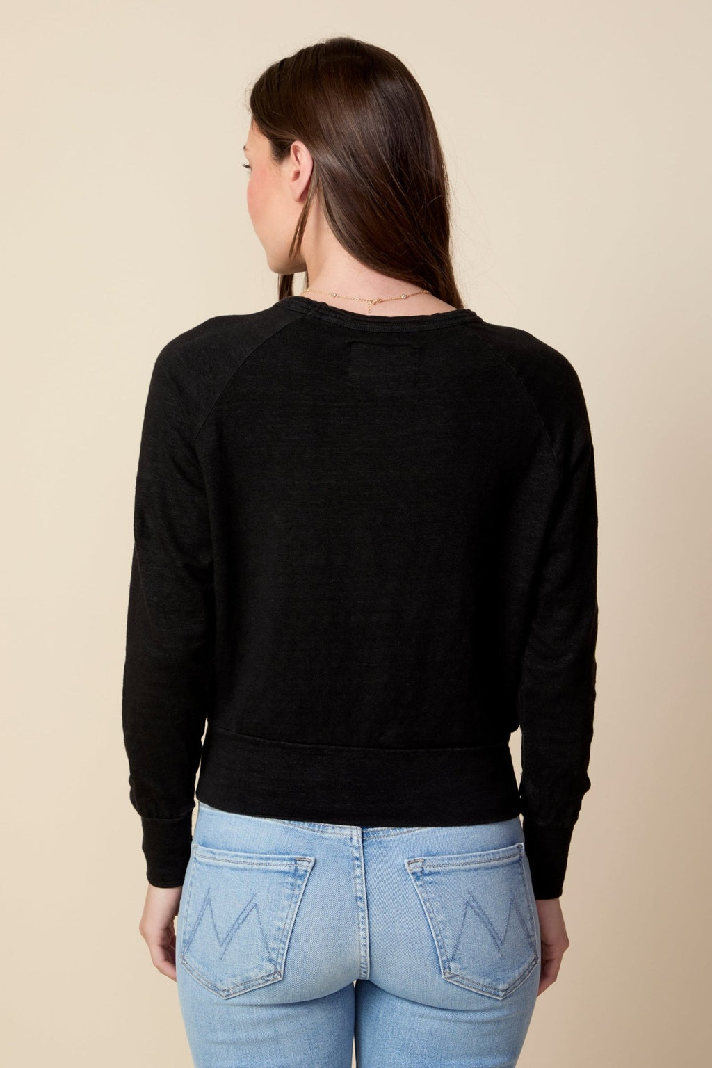 THE ROBBIE LONG SLEEVE RAGLAN TEE IN BLACK - ROYAL PALMS love & legacy