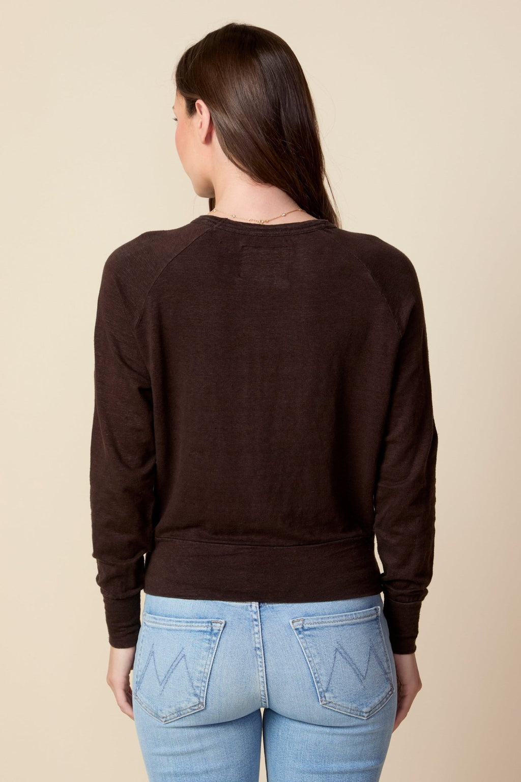 THE ROBBIE LONG SLEEVE RAGLAN TEE IN COFFEE BEAN BROWN - ROYAL PALMS love & legacy