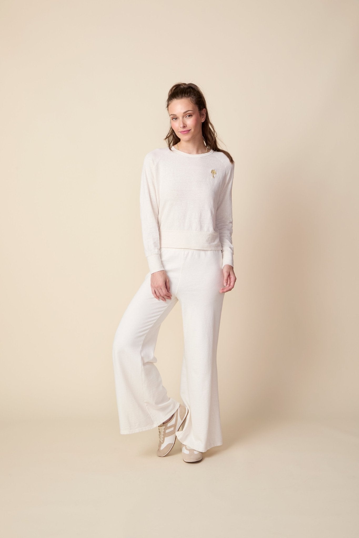 THE ROBBIE LONG SLEEVE RAGLAN TEE IN GARDENIA - ROYAL PALMS love & legacy
