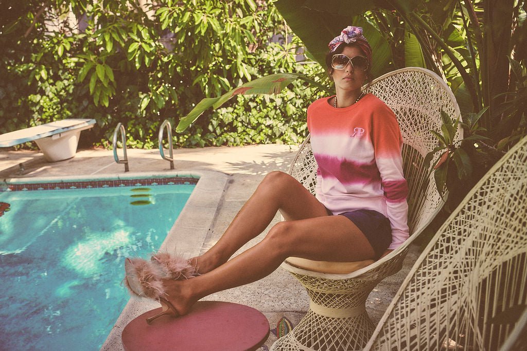 THE SABINE SWEATSHIRT IN ST. TROPEZ OMBRE DYE - ROYAL PALMS love & legacy