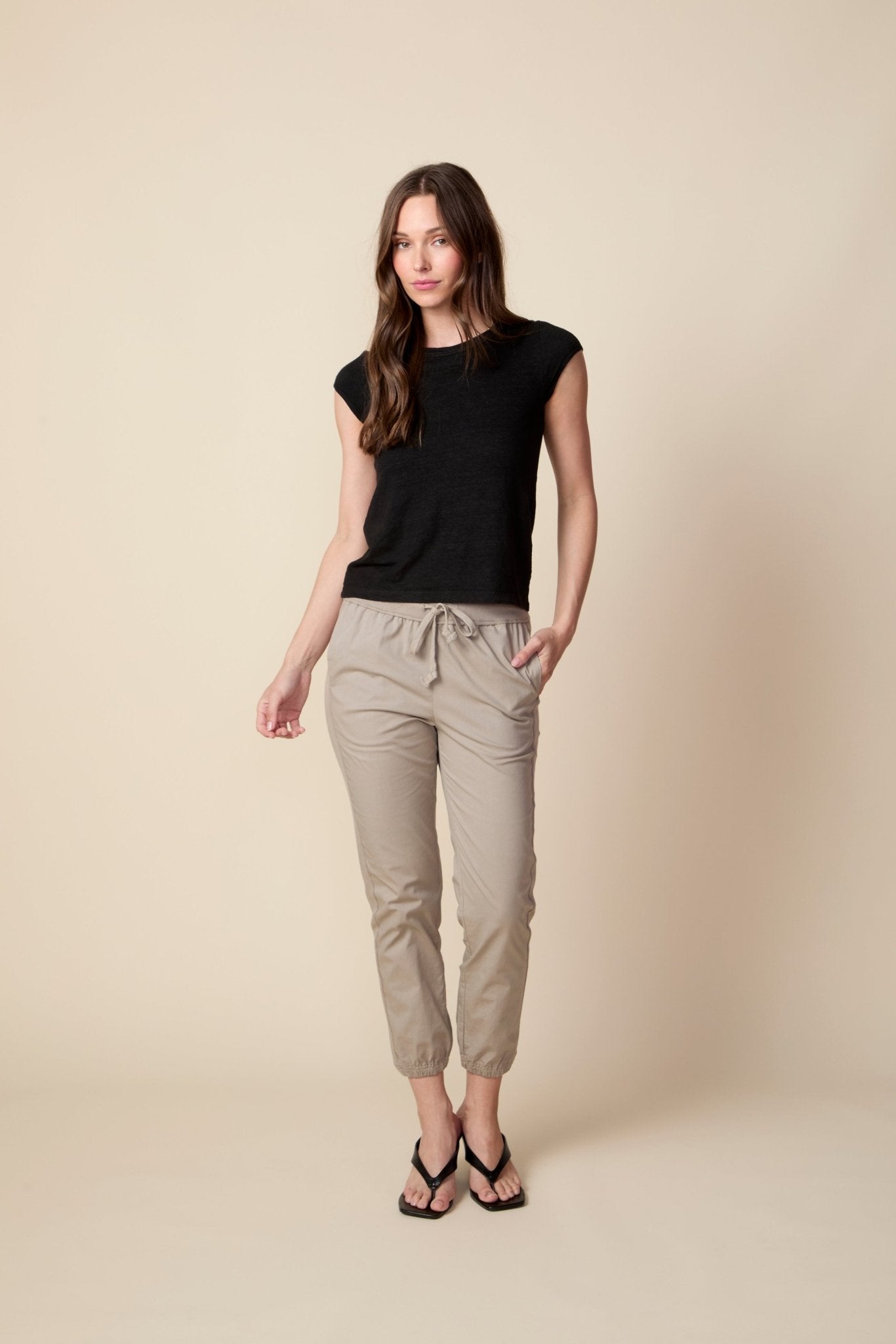 THE SHANE MIXED MEDIA JOGGER IN VINTAGE KHAKI - ROYAL PALMS love & legacy