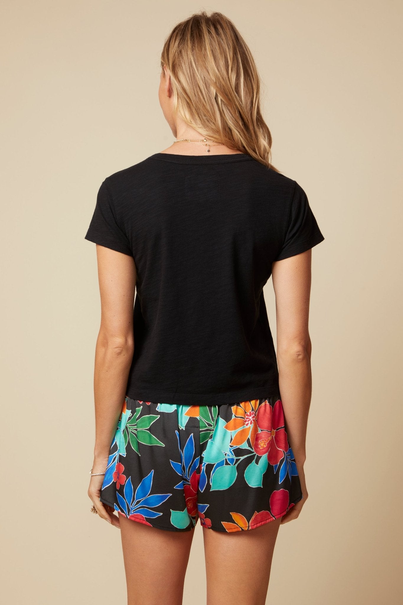 THE SIDNEY TEE IN COTTON SLUB JERSEY IN WASHED BLACK - ROYAL PALMS love & legacy