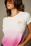 THE SIDNEY TEE IN PEONY OMBRE DYE - ROYAL PALMS love & legacy