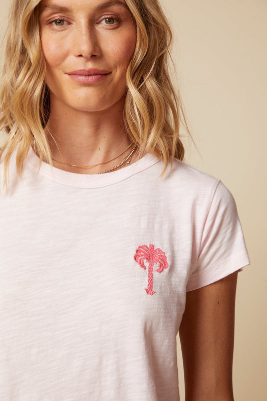 THE SIDNEY TEE IN SLUB COTTON JERSEY IN LIGHT PINK - ROYAL PALMS love & legacy