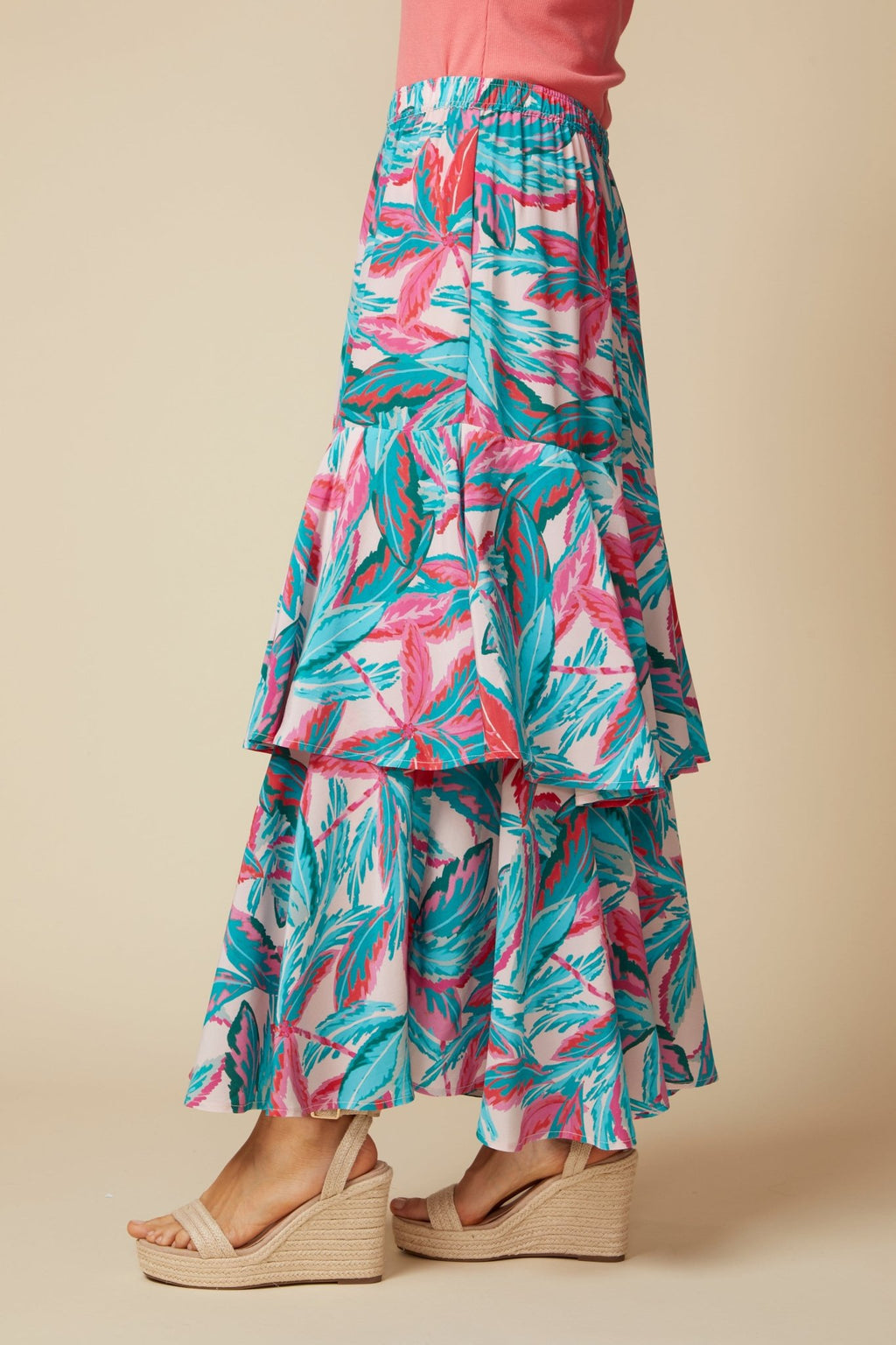 THE SIMONE SILK MAXI SKIRT IN MALLORCA PRINT - ROYAL PALMS love & legacy